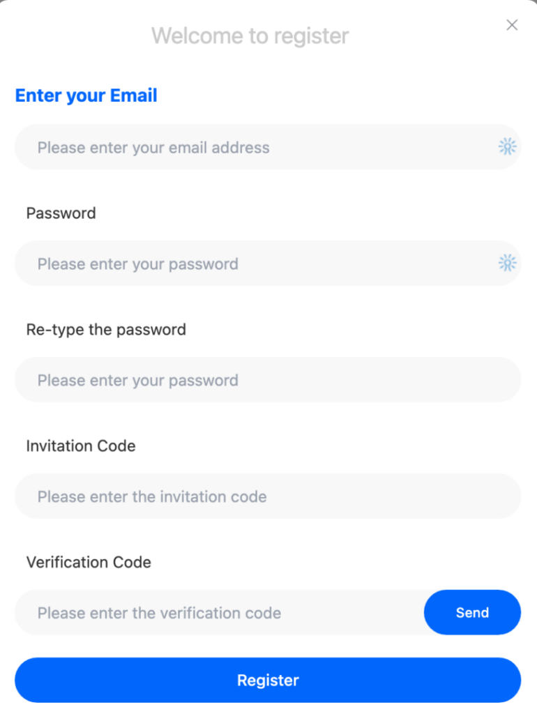 NovaFuturesの登録画面。利用規約や、プライバシーポリシーのチェック項目がない。